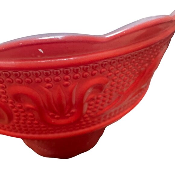 Vintage E.O. Brody Red Milk Glass Candy Dish Bowl MCM - Picture 4 of 8